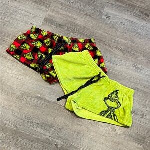 The Grinch Shorts Womens Green‎ Fleece Drawstring Lounge Pajama Dr. Seuss M 8-10